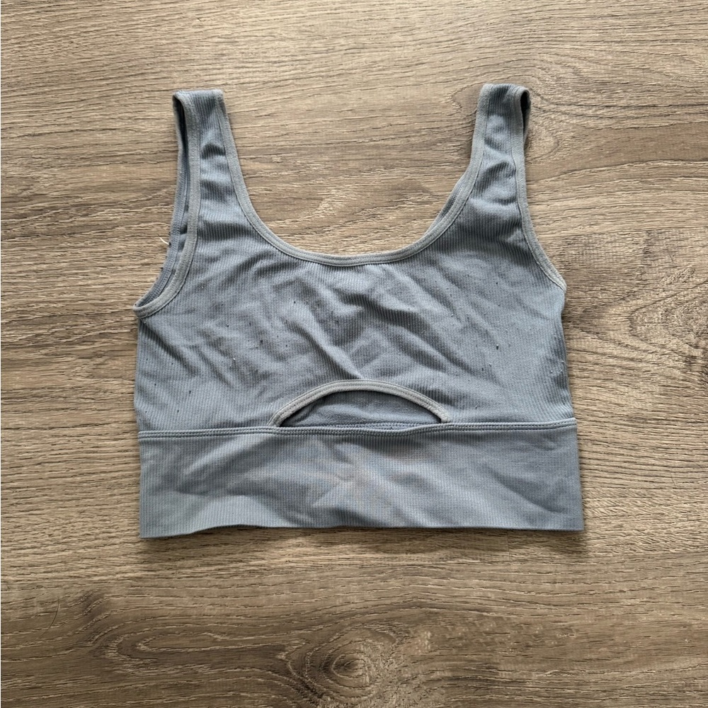Free People Light Gray Scoop-Front Seamless Sports Bralette